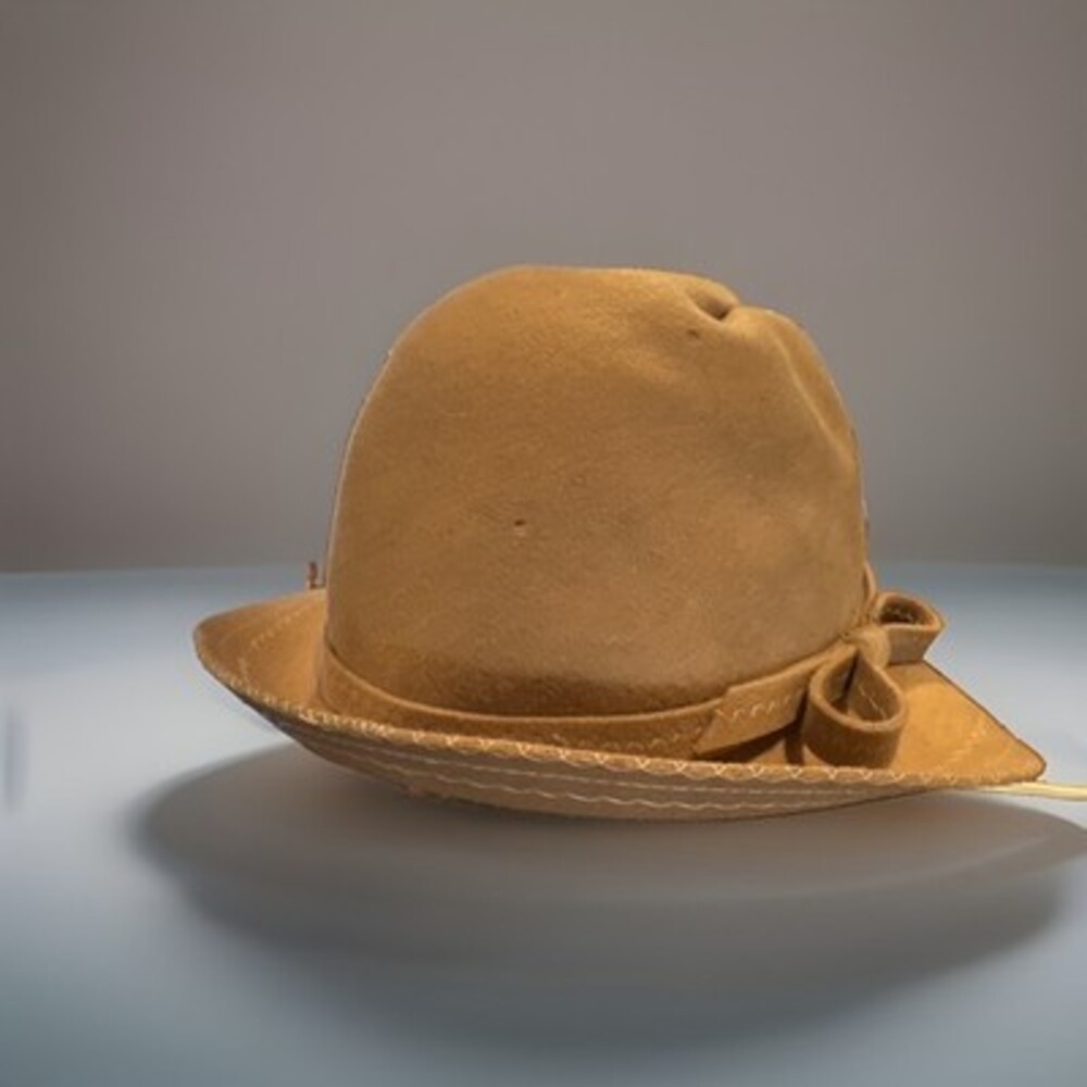 VTG RETRO 80’s-Bellini Cloche-Style Bowler Hat-100% Wool-Roll-Up Brim & Bow Band